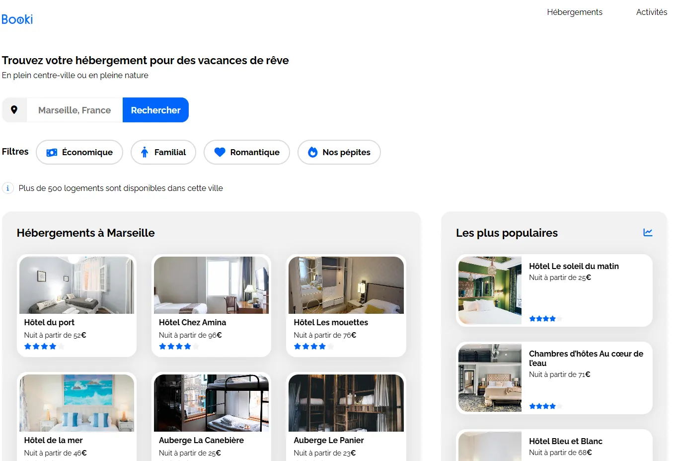 Intégration de la page d’accueil du site Booki - aperçu du projet