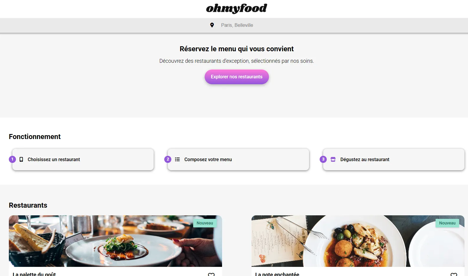 Développement mobile‑first du site OhMyFood - aperçu du projet